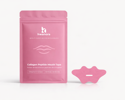 Pink package of hwanora Collagen Peptide Mouth Tape on a white background